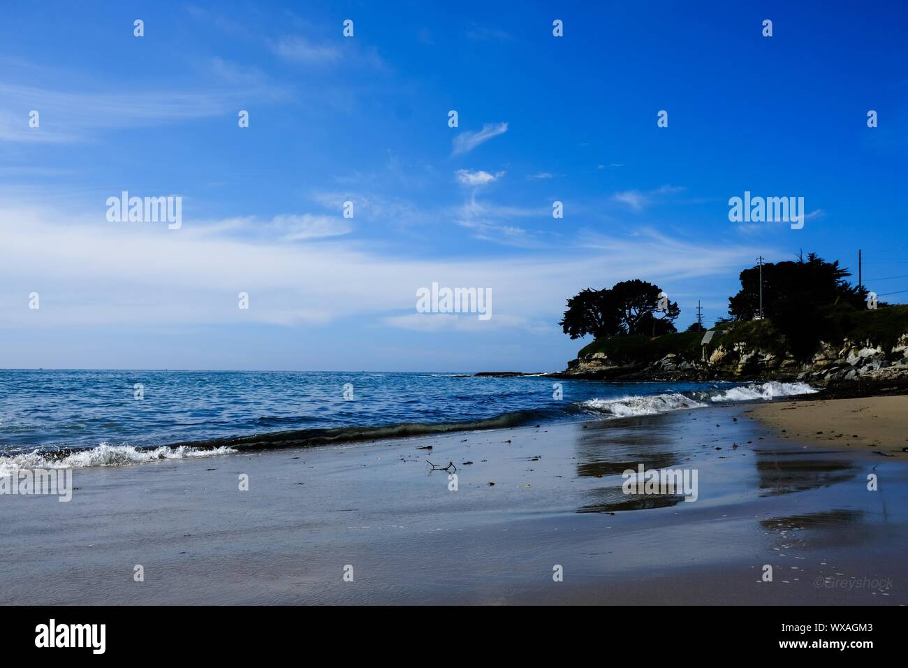 Blick nach Norden vom Hund Strand in Santa Cruz. Auch als seine Beach bekannt. Stockfoto