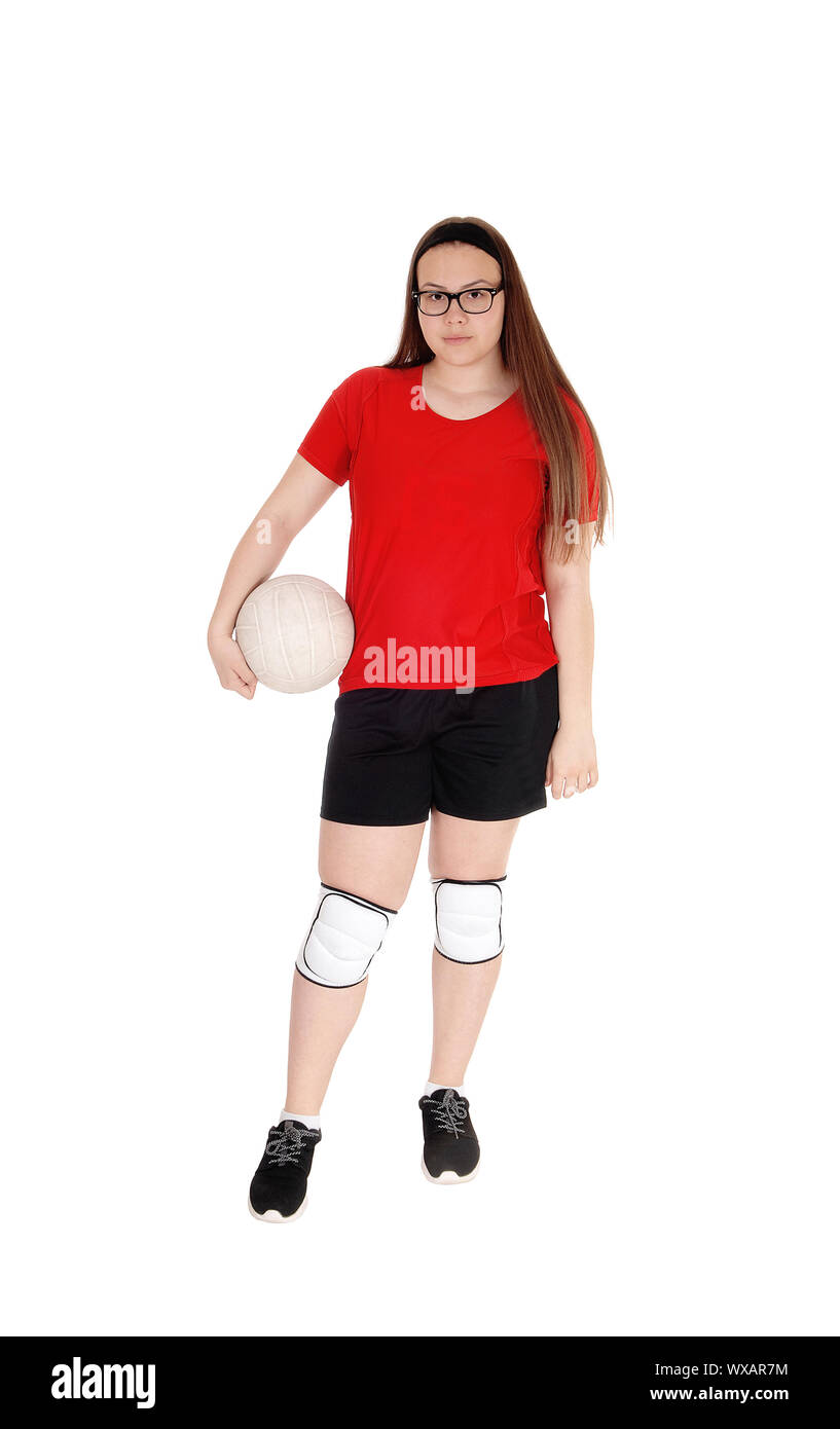 Junge Mädchen ihre Volley Ball halten Sie in Ihrer Hand Stockfoto