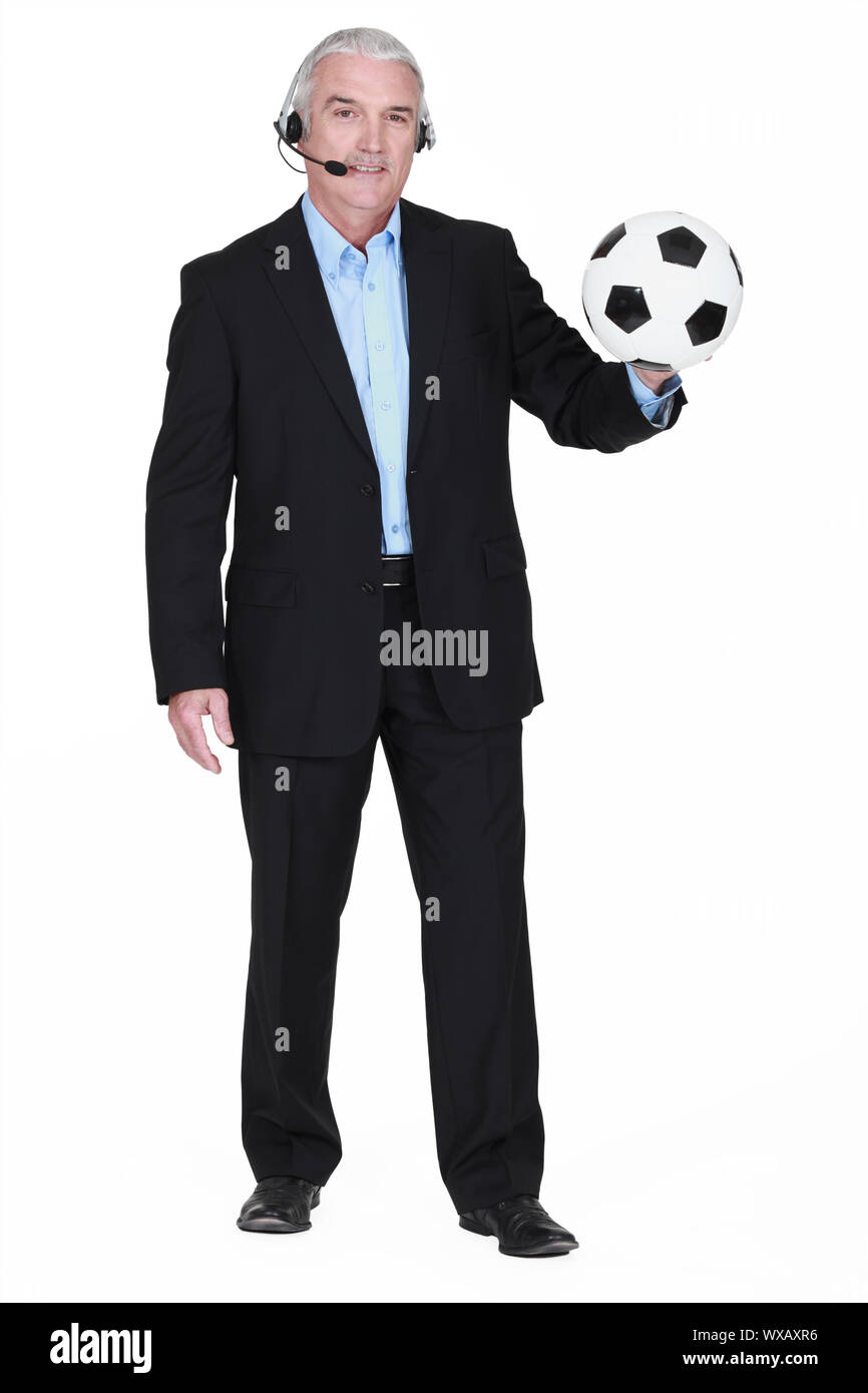 Fußball-Kommentator Stockfoto