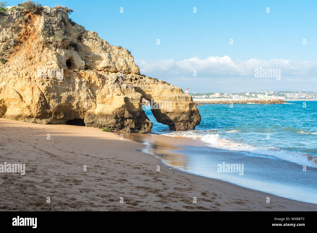 Felsen am südlichen Algarve, Lagos, Portugal Stockfoto