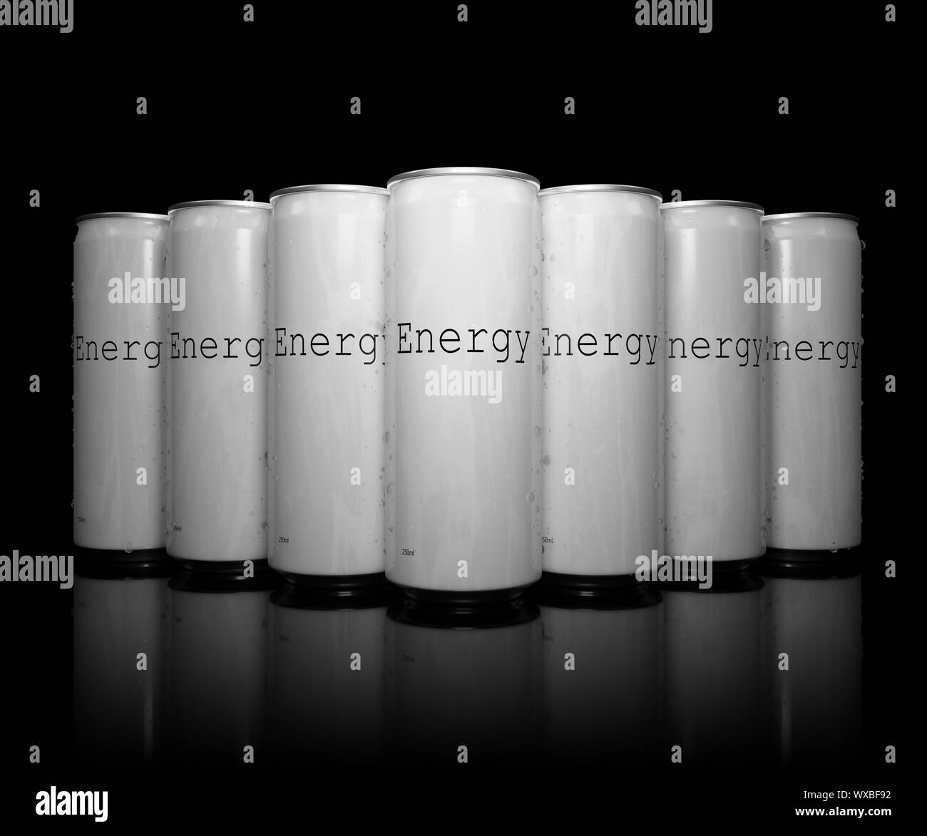Eine Reihe von White energy drinks Stockfoto