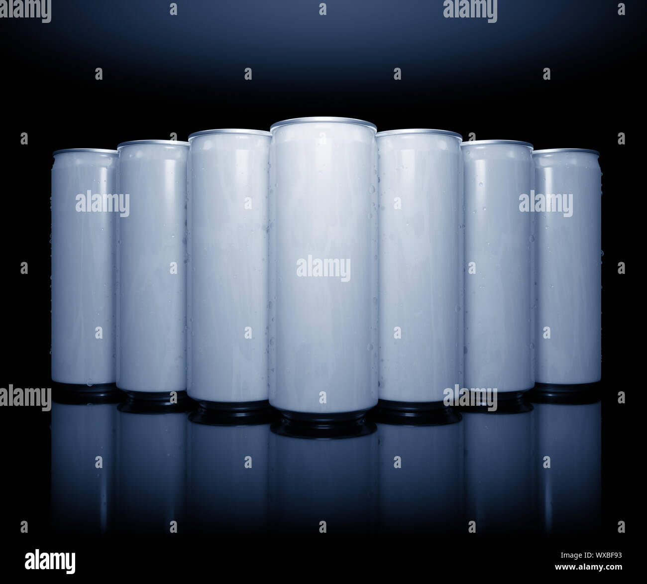 Eine Reihe von White energy drinks Stockfoto