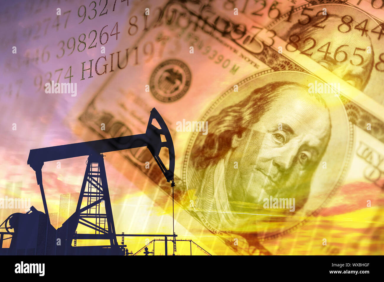 Öl- und Gasindustrie, geschäftlichen und finanziellen Hintergrund. Bergbau, Öl Raffinerie Wirtschaft und Börse Konzept. Stockfoto