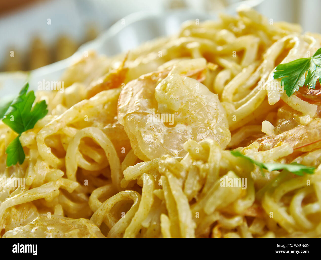 Bang Bang Shrimp Pasta Stockfoto