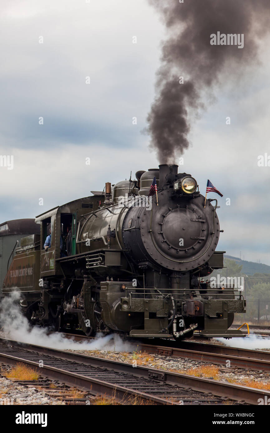 Historische Züge an: Steamtown National Historic Site in Scranton, PA, USA Stockfoto