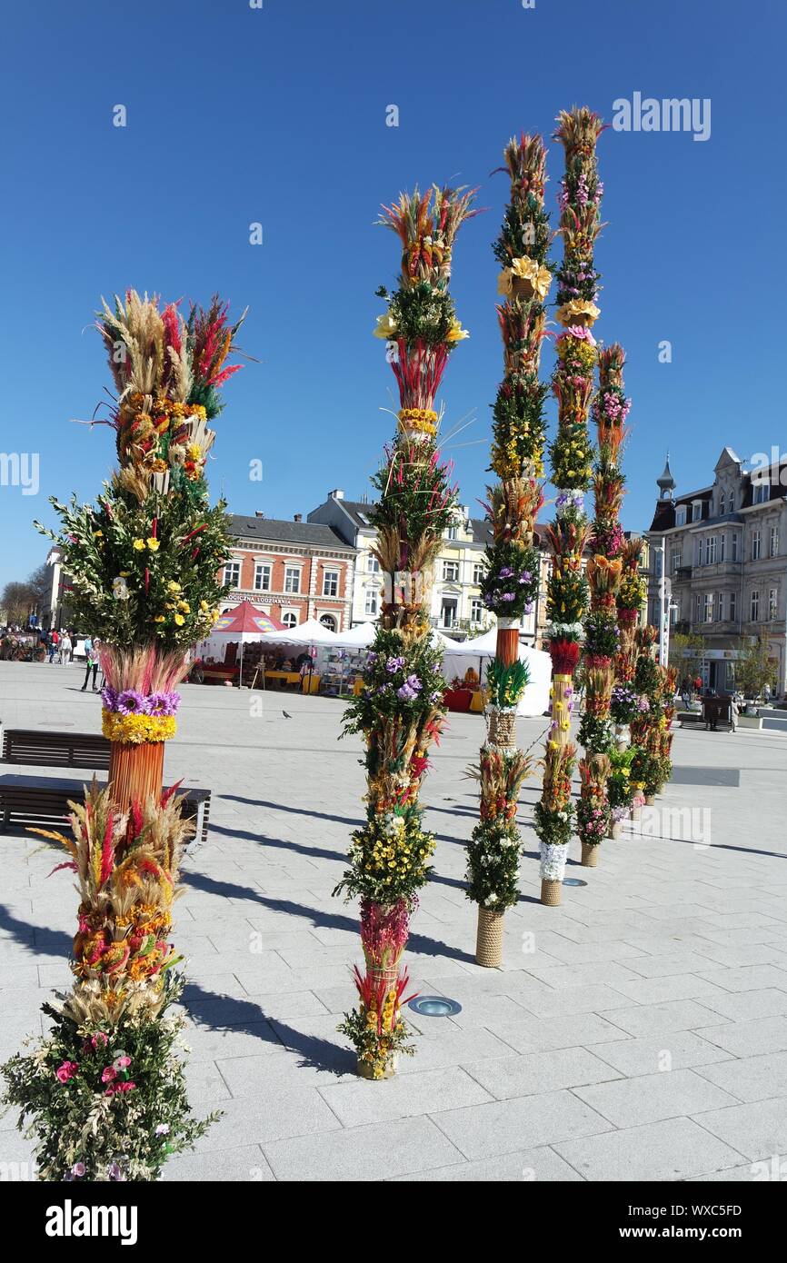 Symbolische Ostern Palmen in Swinoujscie, Polen Stockfoto