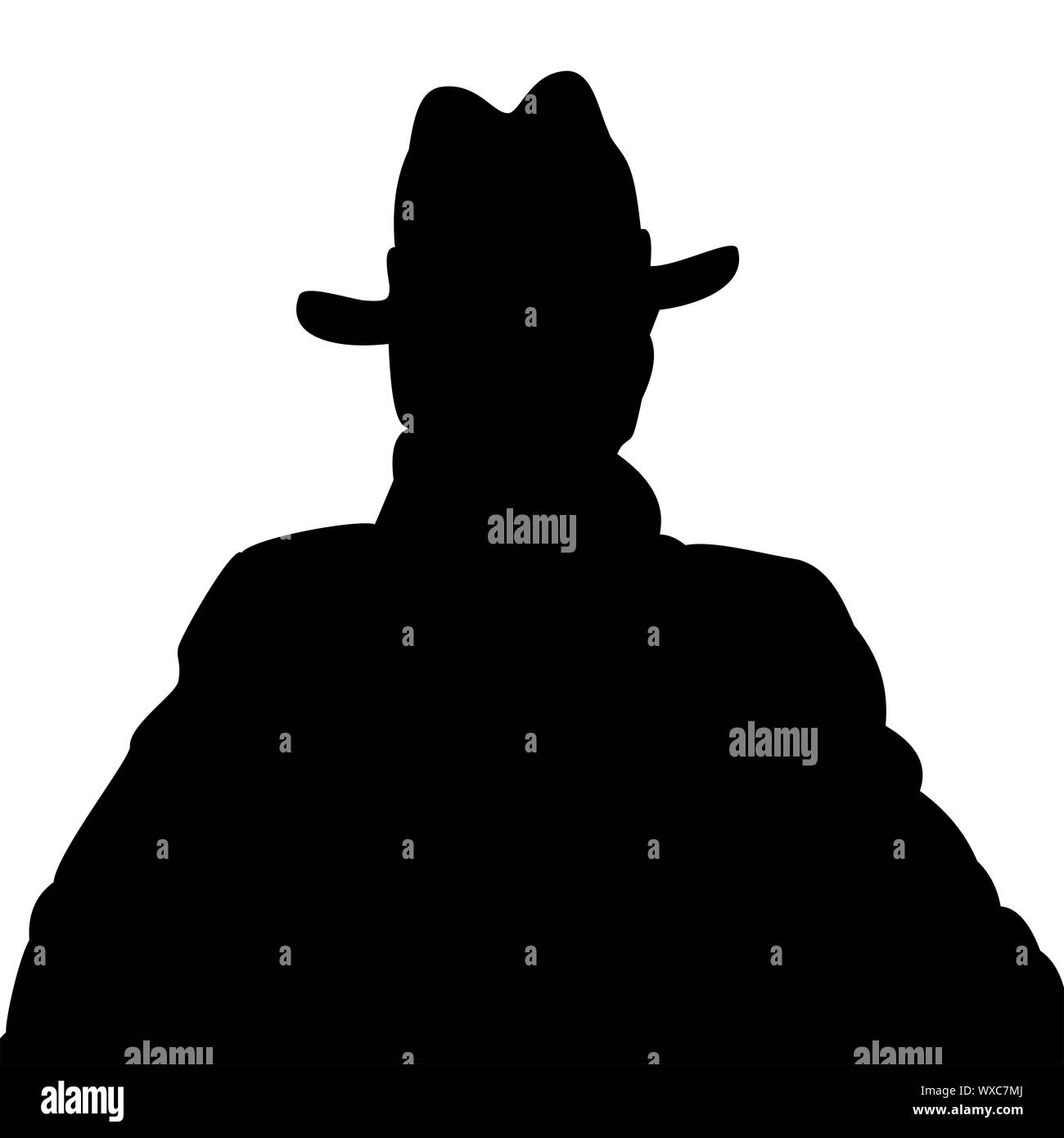 Silhouette Eines Mannes In Einen Mantel Und Hut Stockfotografie Alamy