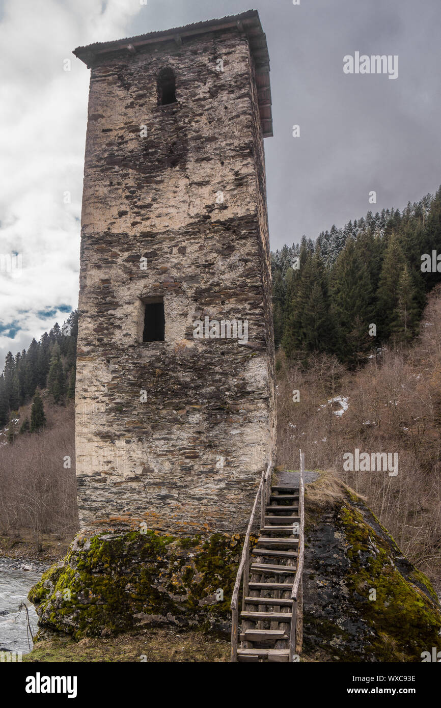 Berühmte svanetian Anblick Turm der Liebe Stockfoto