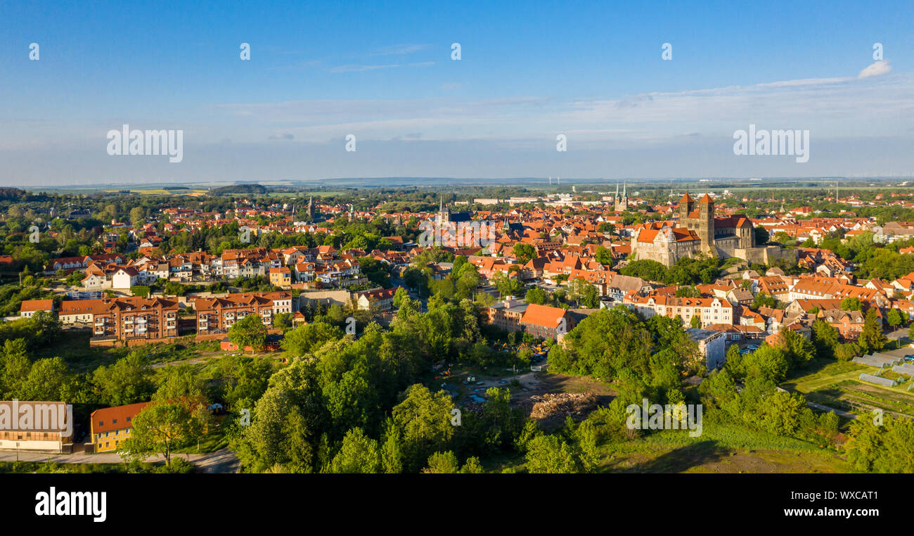 Weltkulturerbe Quedlinburg Harz Luftaufnahmen Stockfoto