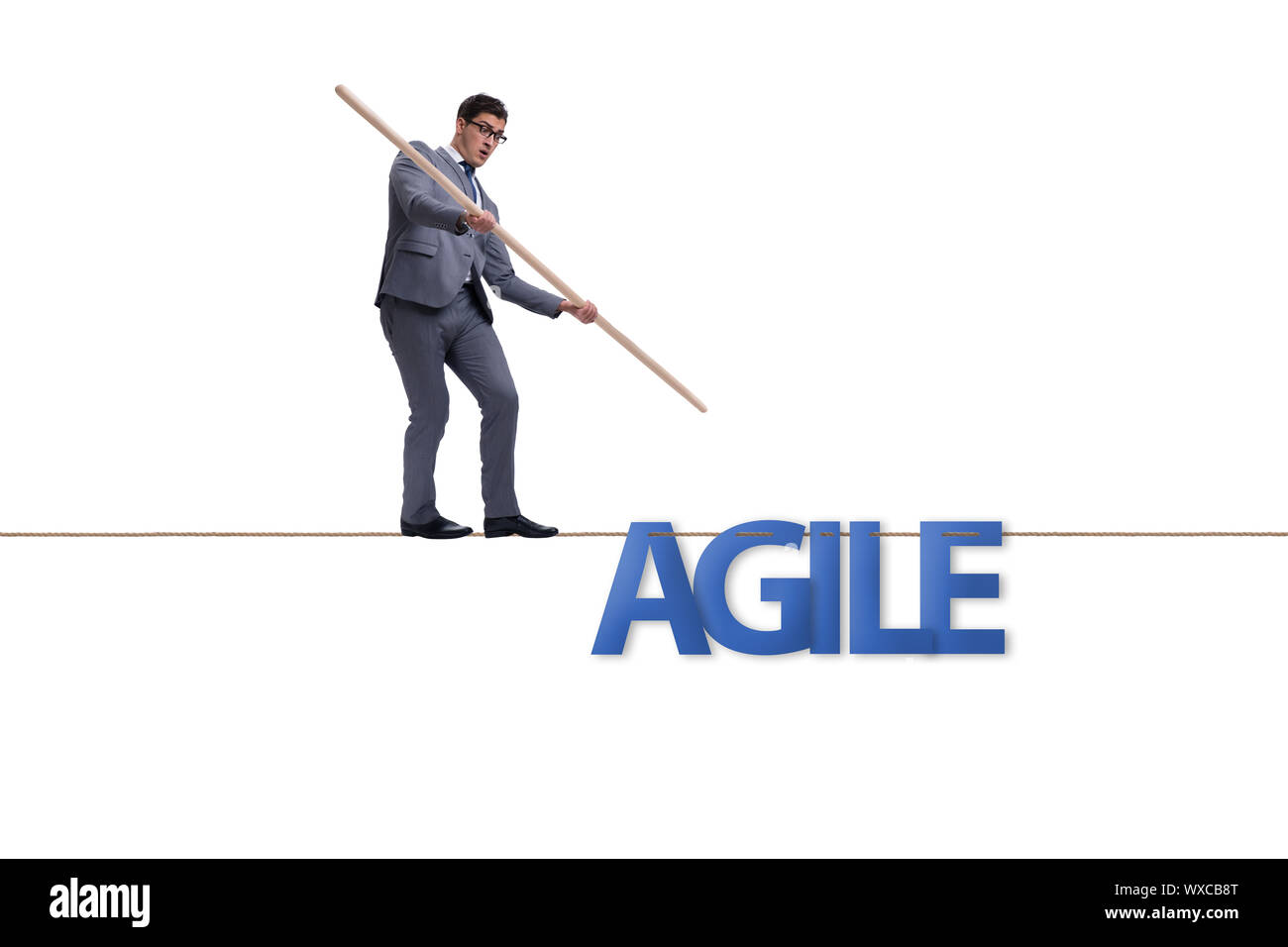 Agile transformation Konzept mit Geschäftsmann auf engen r Stockfoto
