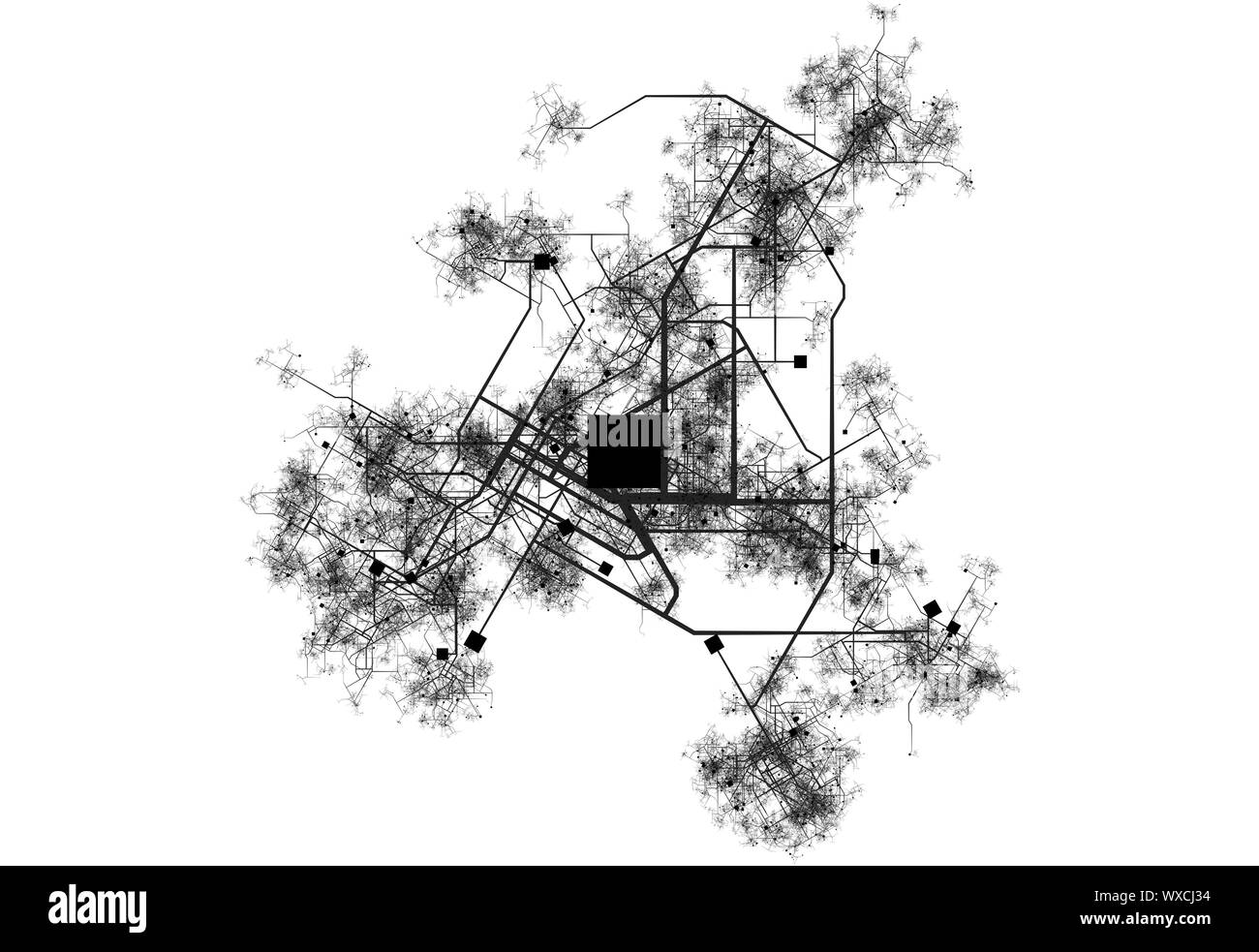 Verkehrsmittel Karte Plan der Stadt Stockfoto
