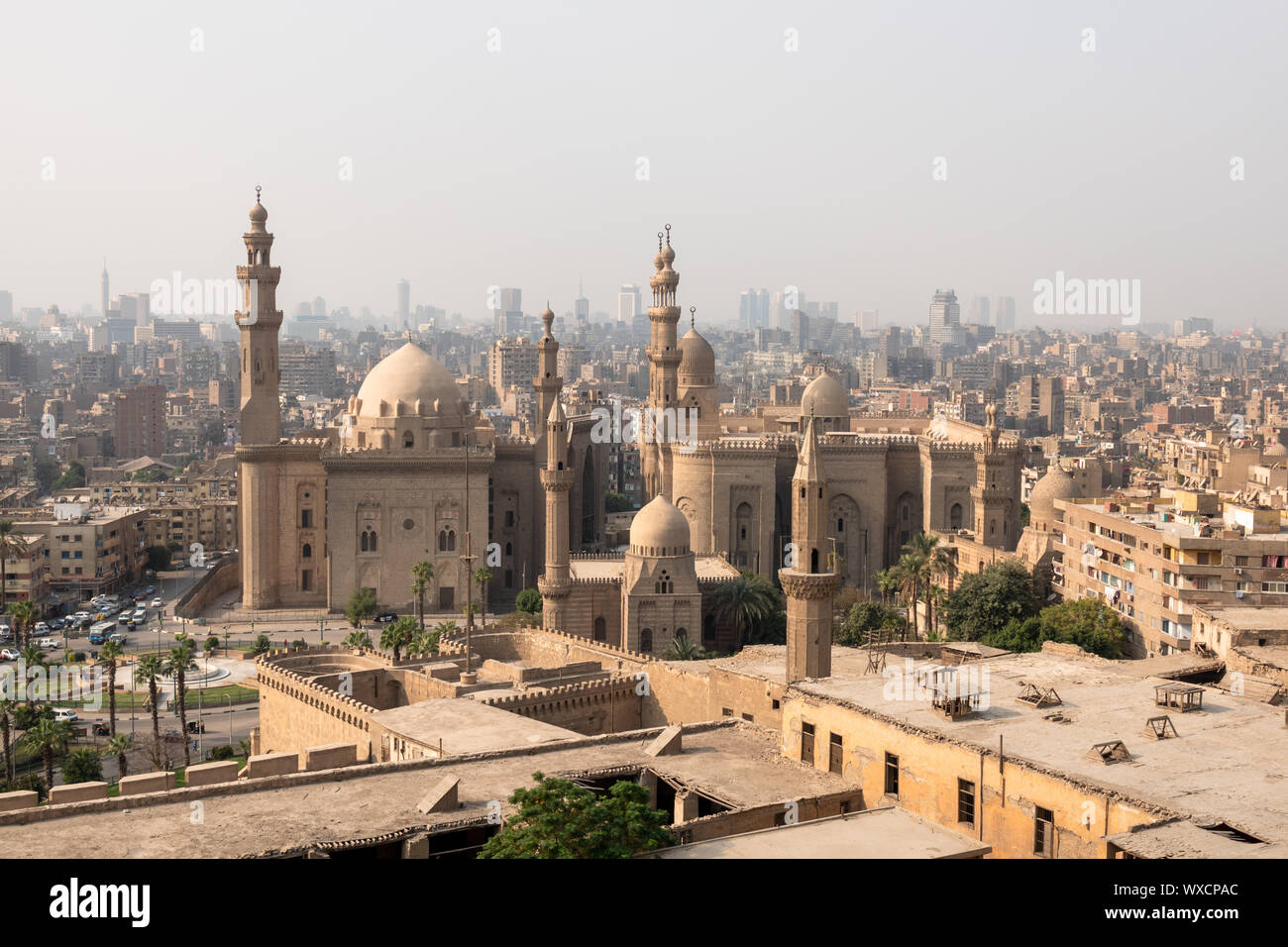Die beiden Moscheen Al-Rifa "Ich" und "Sultan Hassan in Kairo Ägypten Stockfoto