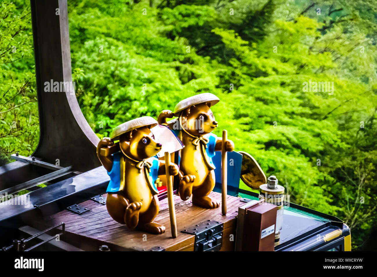 Tokyo, Japan - 13. Mai, 2019: Mt. Tenjoyama kachikachi Seilbahn zum Park. Die Seilbahn bis zu Tenjoyama Park, wo Sie einen super Blick auf den Mt. Fuji. Stockfoto