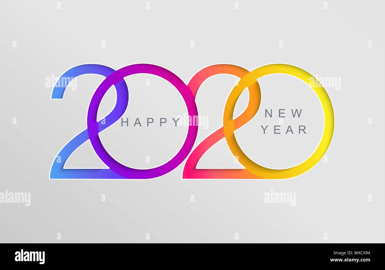 Elegante Karte für Happy 2020 für das neue Jahr. Stock Vektor