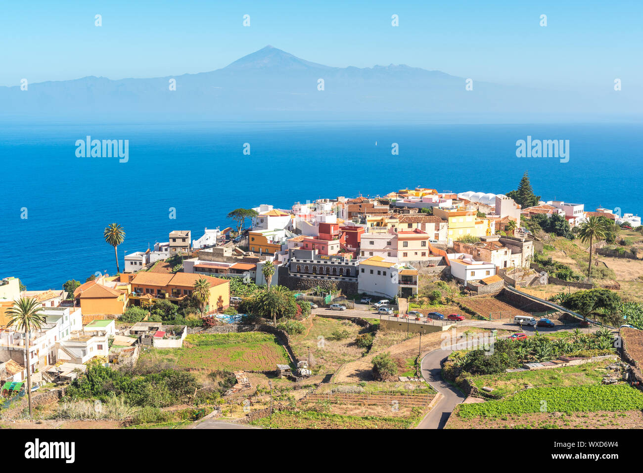 Das Dorf Agulo im Norden von La Gomera. Stockfoto