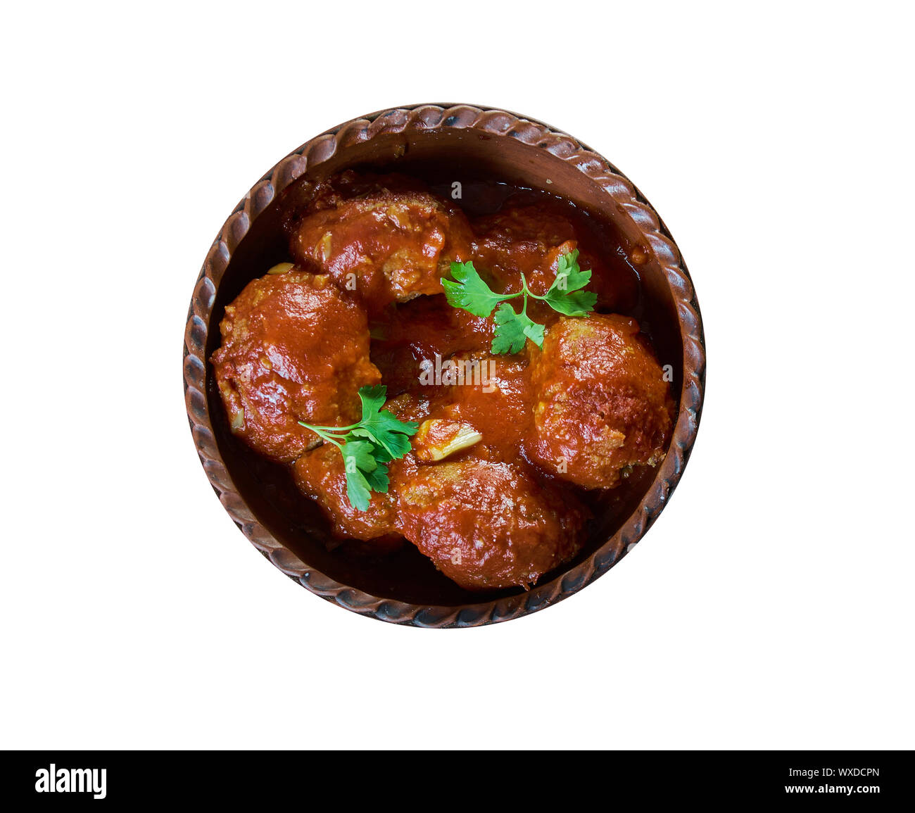 Belgische Boulettes sauce Tomate Stockfoto