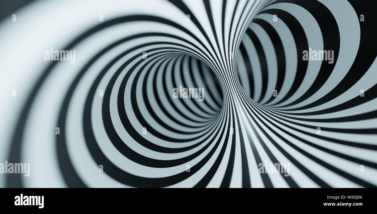 Optische Illusion, die schwarzen und weißen Tunnel Stockfoto