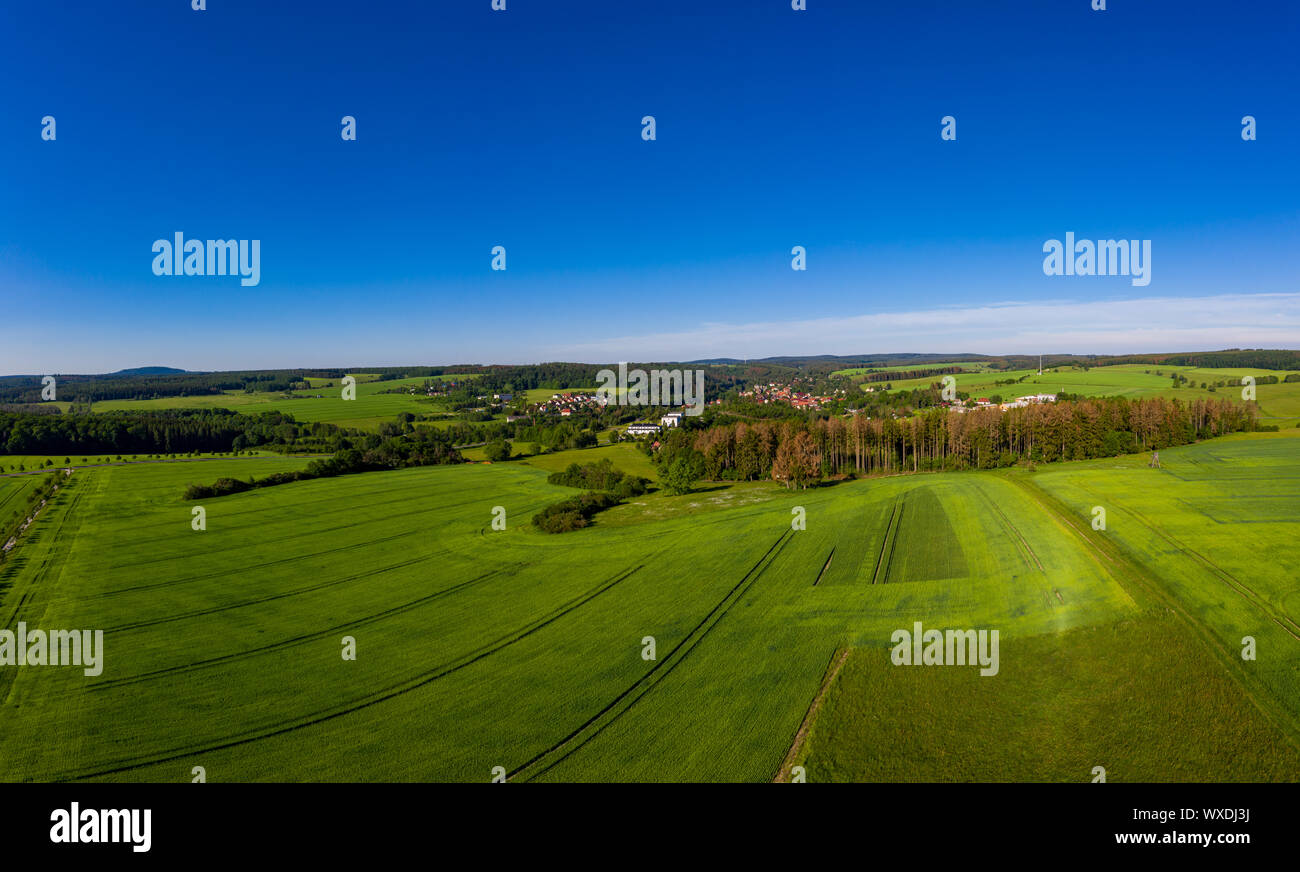 Luftbilder aus dem Harz Dorf Enkirch Stockfoto
