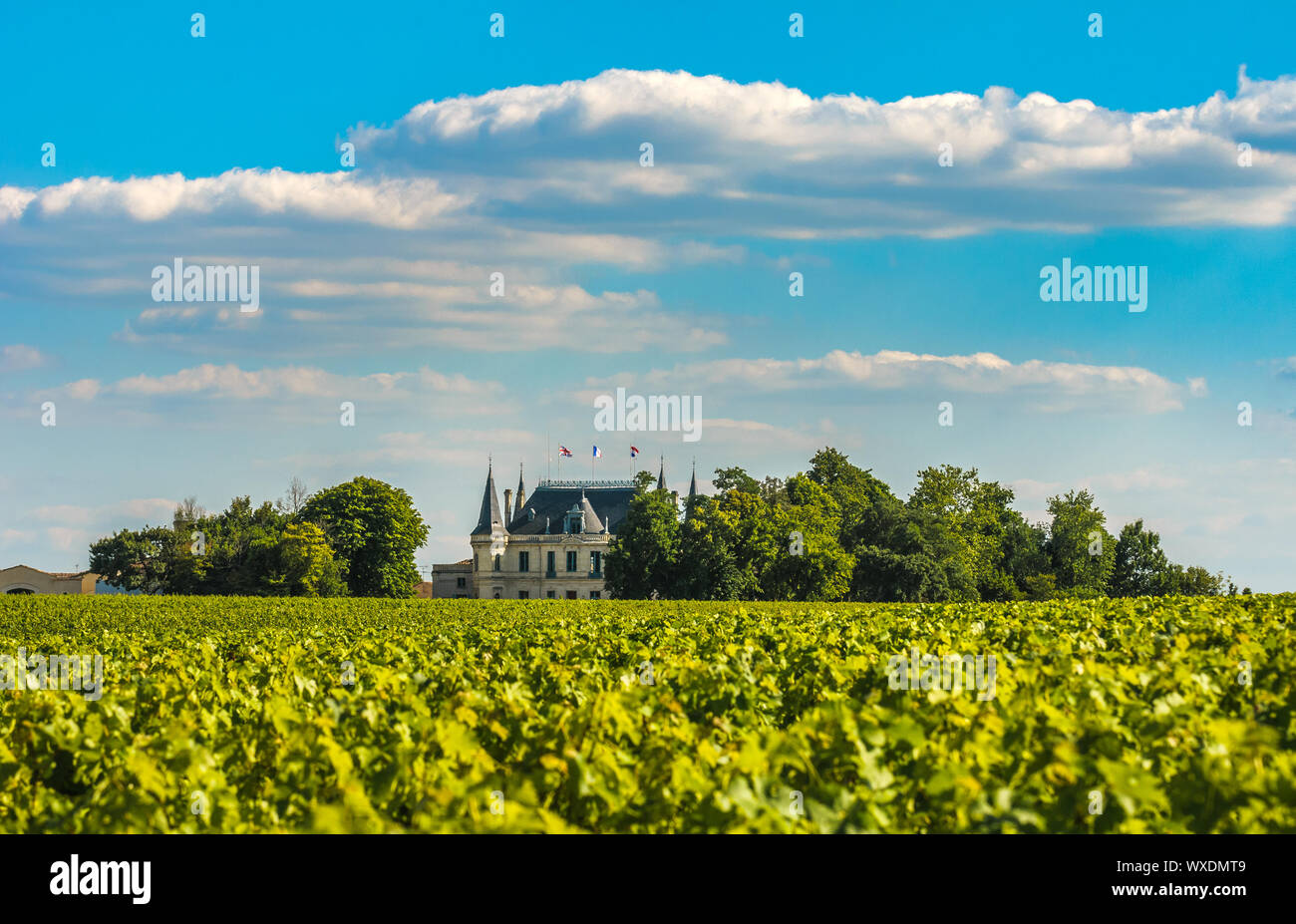 Schloss und Weingut in Margaux, Bordeaux, Frankreich Stockfoto