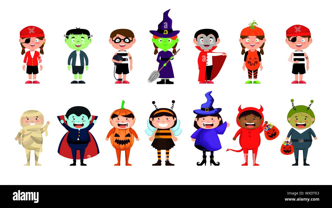 Bundle mit halloween kostüm Kinder Stock Vektor