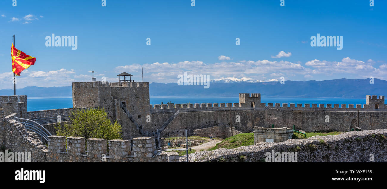 Panoramablick auf die Burg Samuil Wände Stockfoto