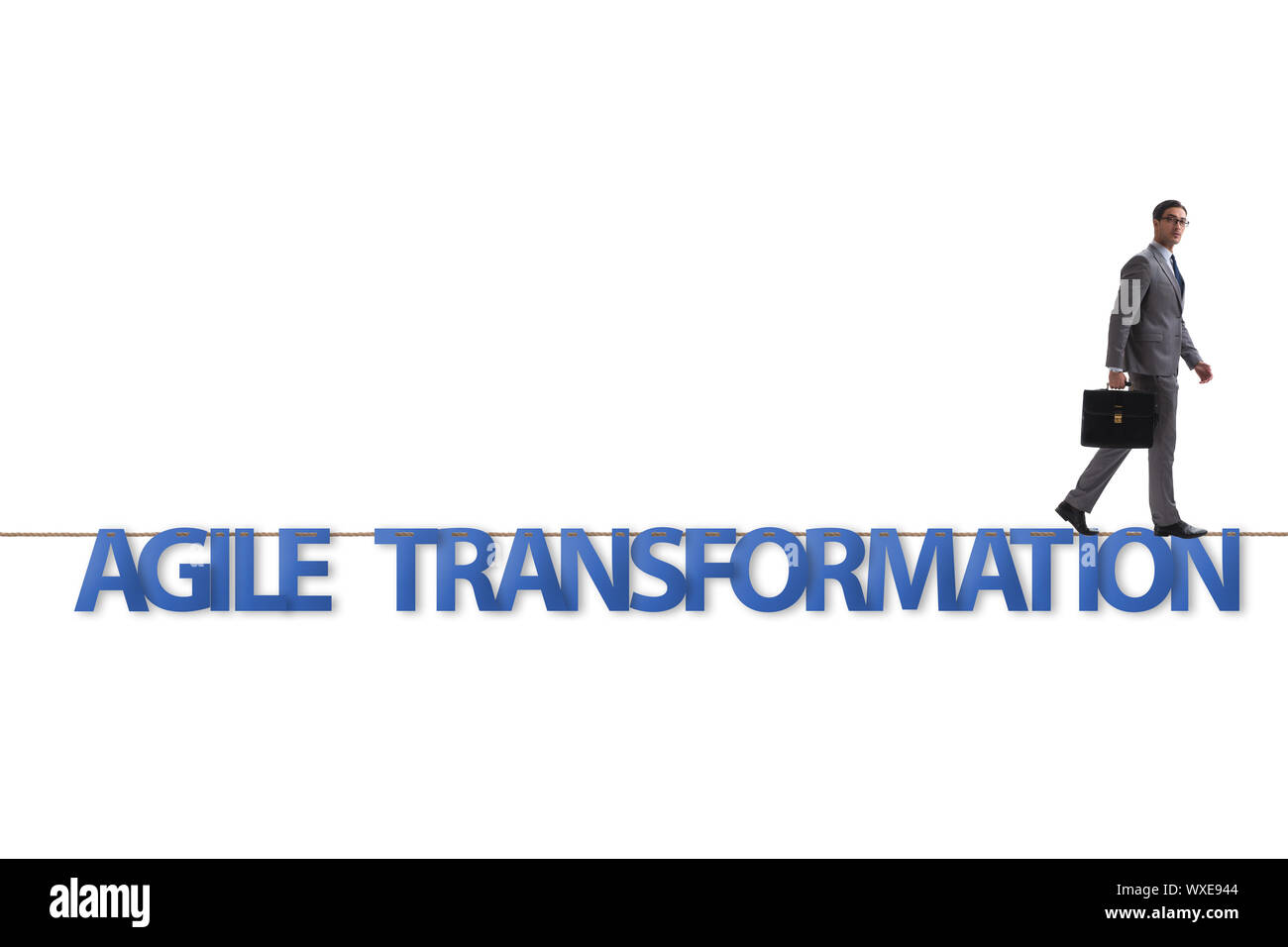 Agile transformation Konzept mit Geschäftsmann auf engen r Stockfoto