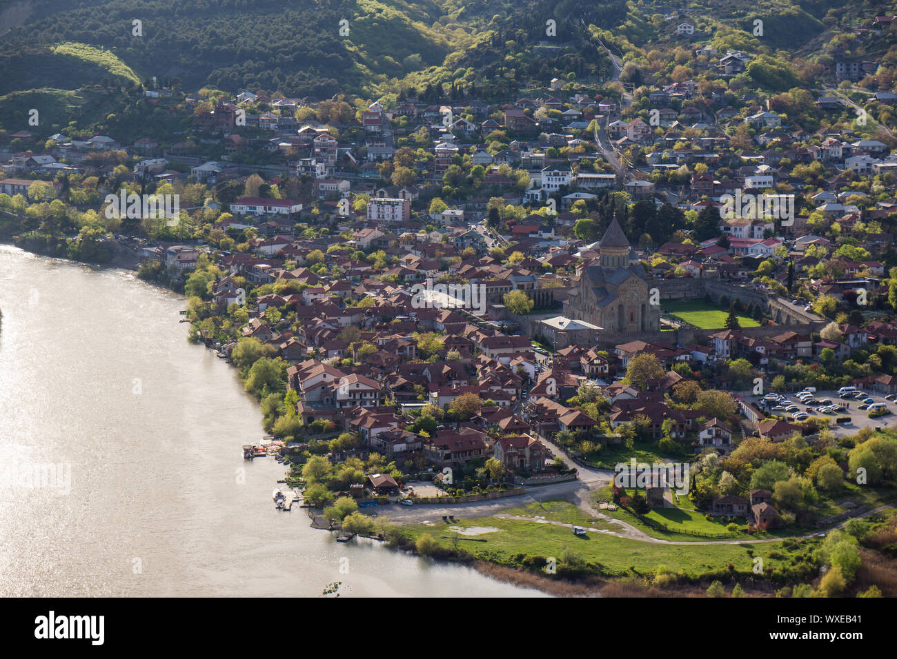 River Side in mzcheta Georgien Stockfoto