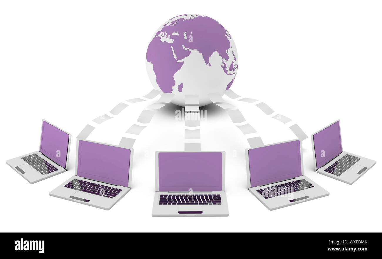 Computer-Netzwerk über das Internet in 3d Konzept Stockfoto