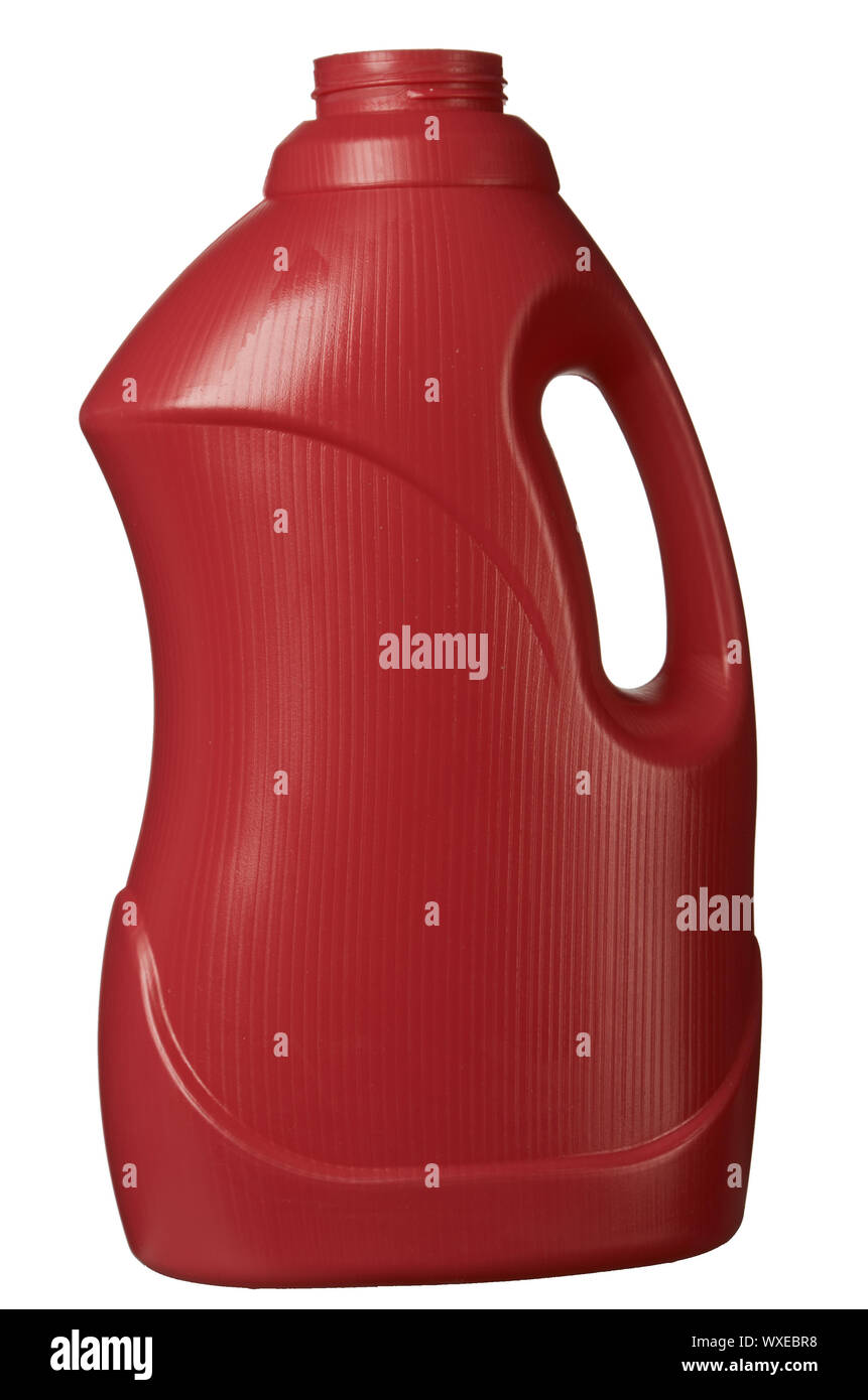 Plastikflaschen für Flüssigkeiten auf isolierte Oberfläche Stockfoto