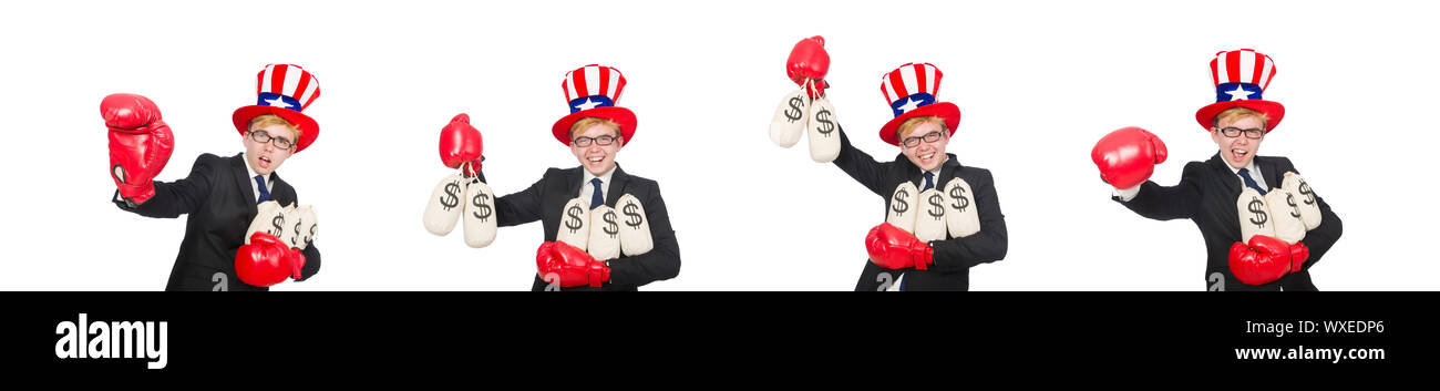 Mann mit Hut mit amerikanischen Symbole Stockfoto