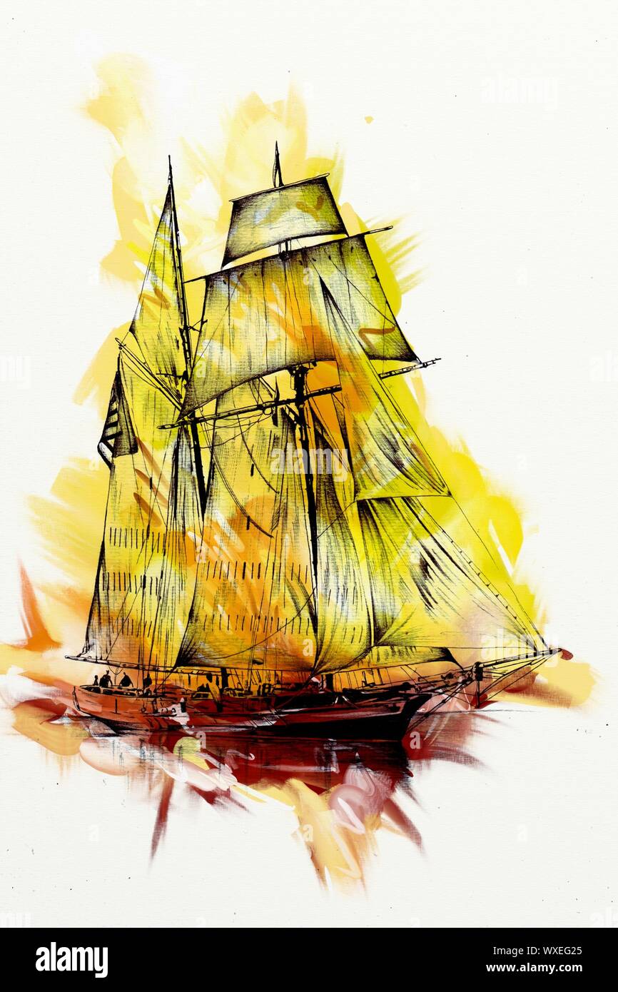 Altes Schiff gemalt, Öl art Illustration Stockfotografie - Alamy Altes Schiff gemalt, Öl art Illustration Stockfotografie - Alamy