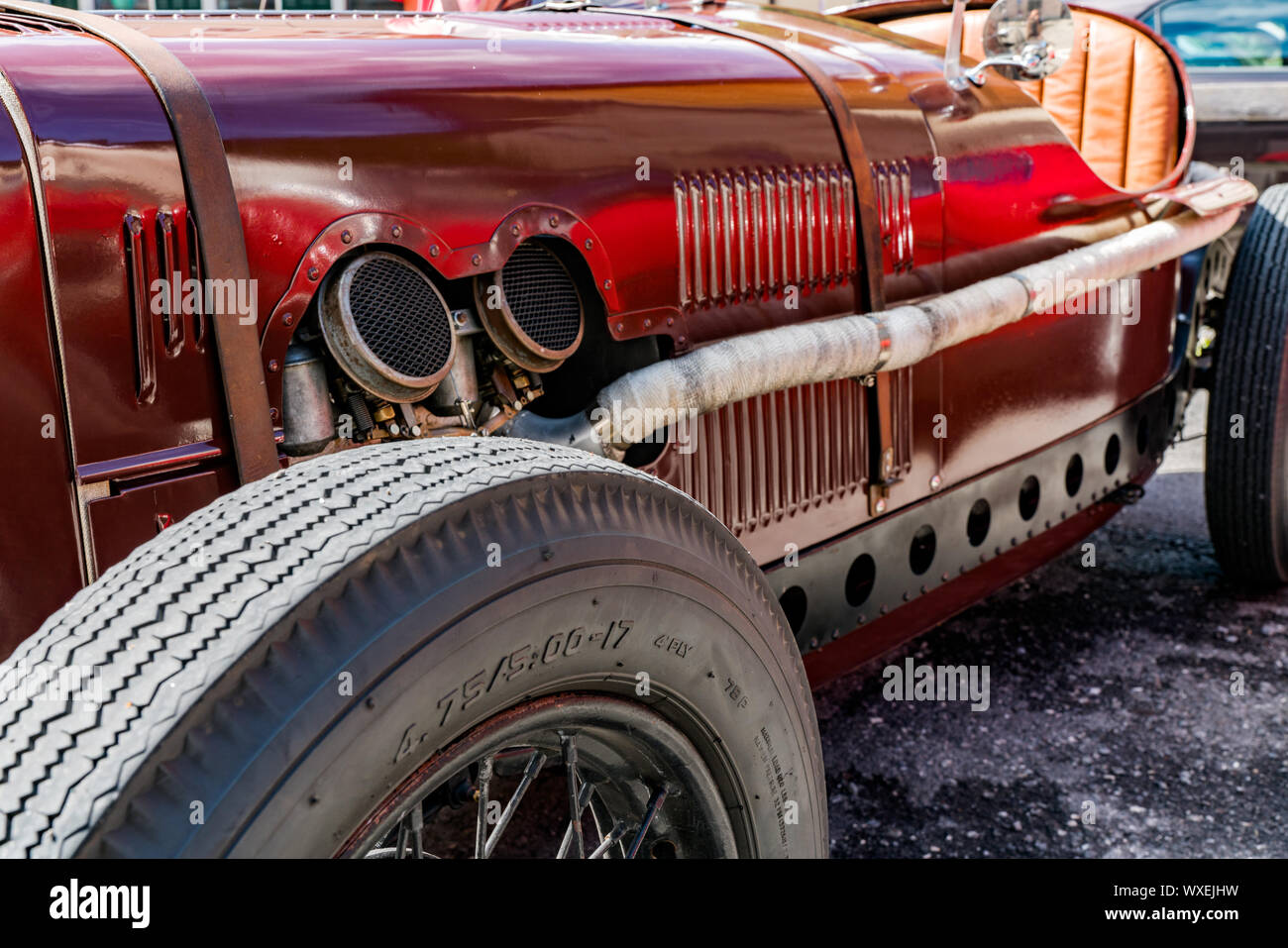 Haube und Motor block einer 1934 Morris 8 Oldtimer Sportwagen Stockfoto