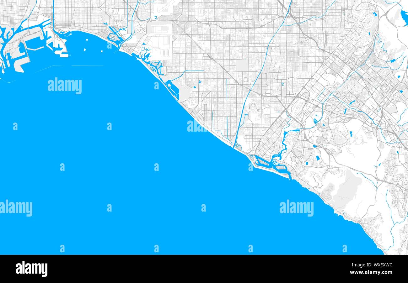 Reich detaillierte Vektor Lageplan von Huntington Beach, Kalifornien, USA. Karte Vorlage für Wohnkultur. Stock Vektor