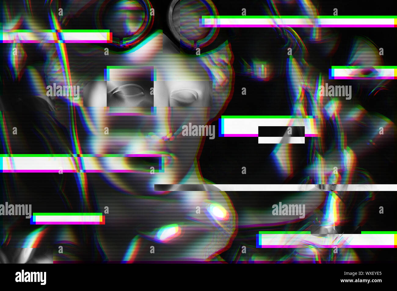 Moderne konzeptuelle Kunst poster Mit antike Statue der Büste der Venus. Collage aus zeitgenössischen Kunst. Stockfoto