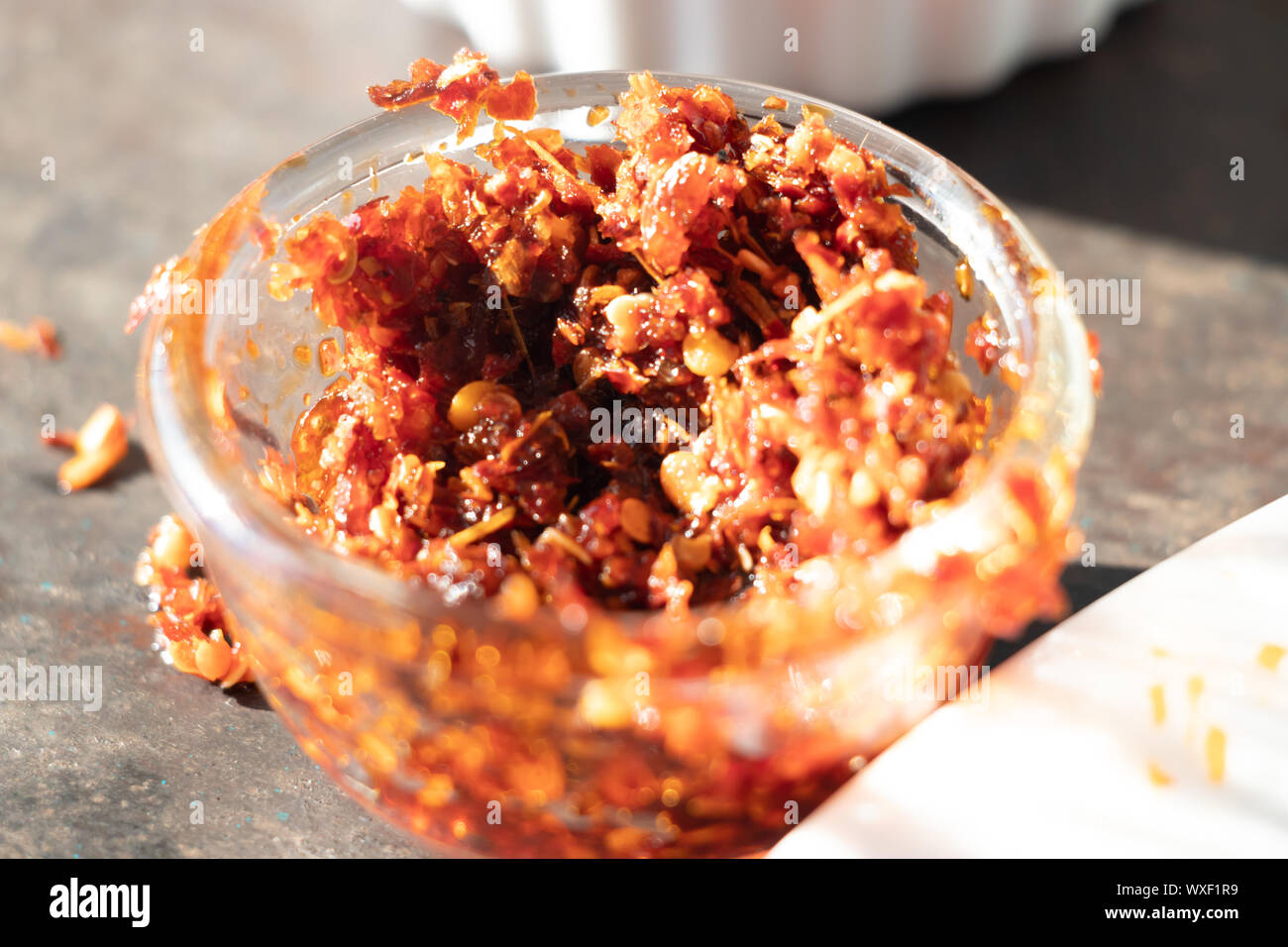 Lunumiris Sri Lankan sambal Paste diente als Würze Stockfoto