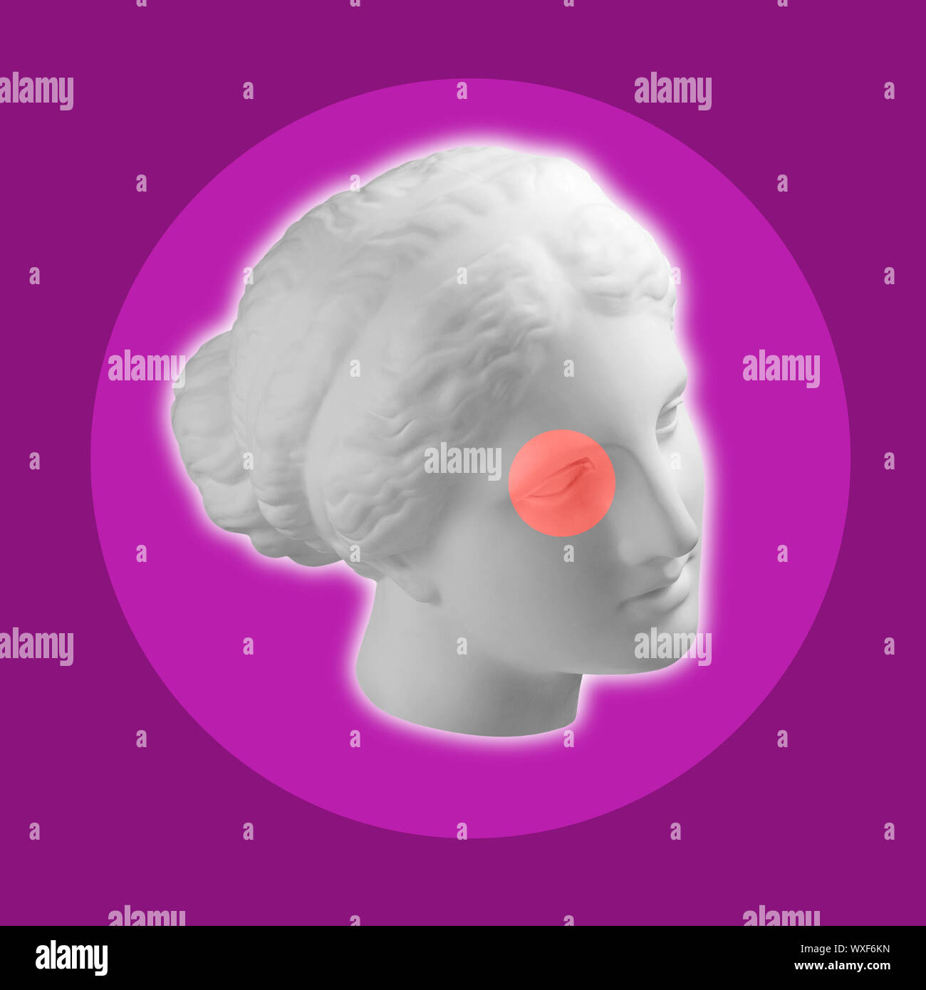 Moderne konzeptuelle Kunst poster Mit antike Statue der Büste der Venus. Collage aus zeitgenössischen Kunst. Stockfoto