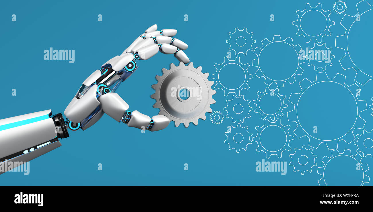 Roboterhand Zahnrad Stockfoto