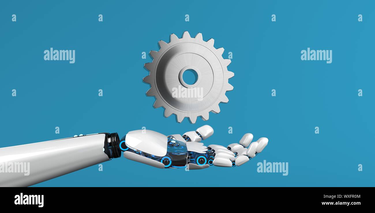 Roboterhand Zahnrad Stockfoto