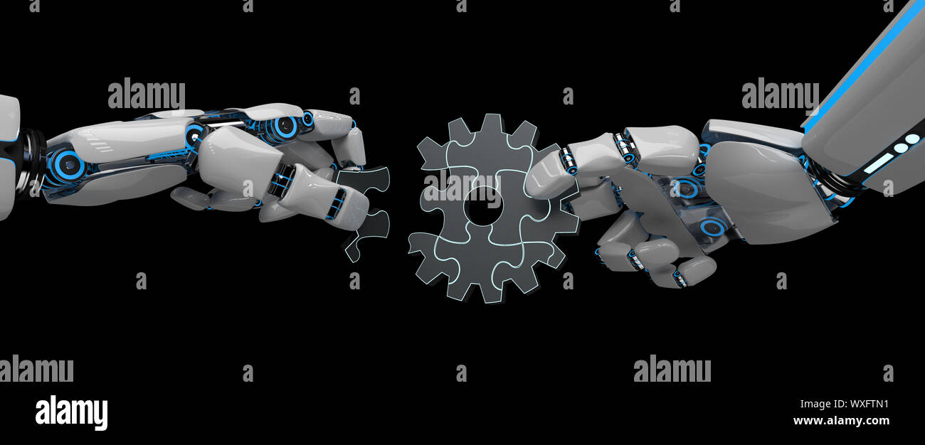 Humanoide Roboter Zahnrad Puzzle Stockfoto