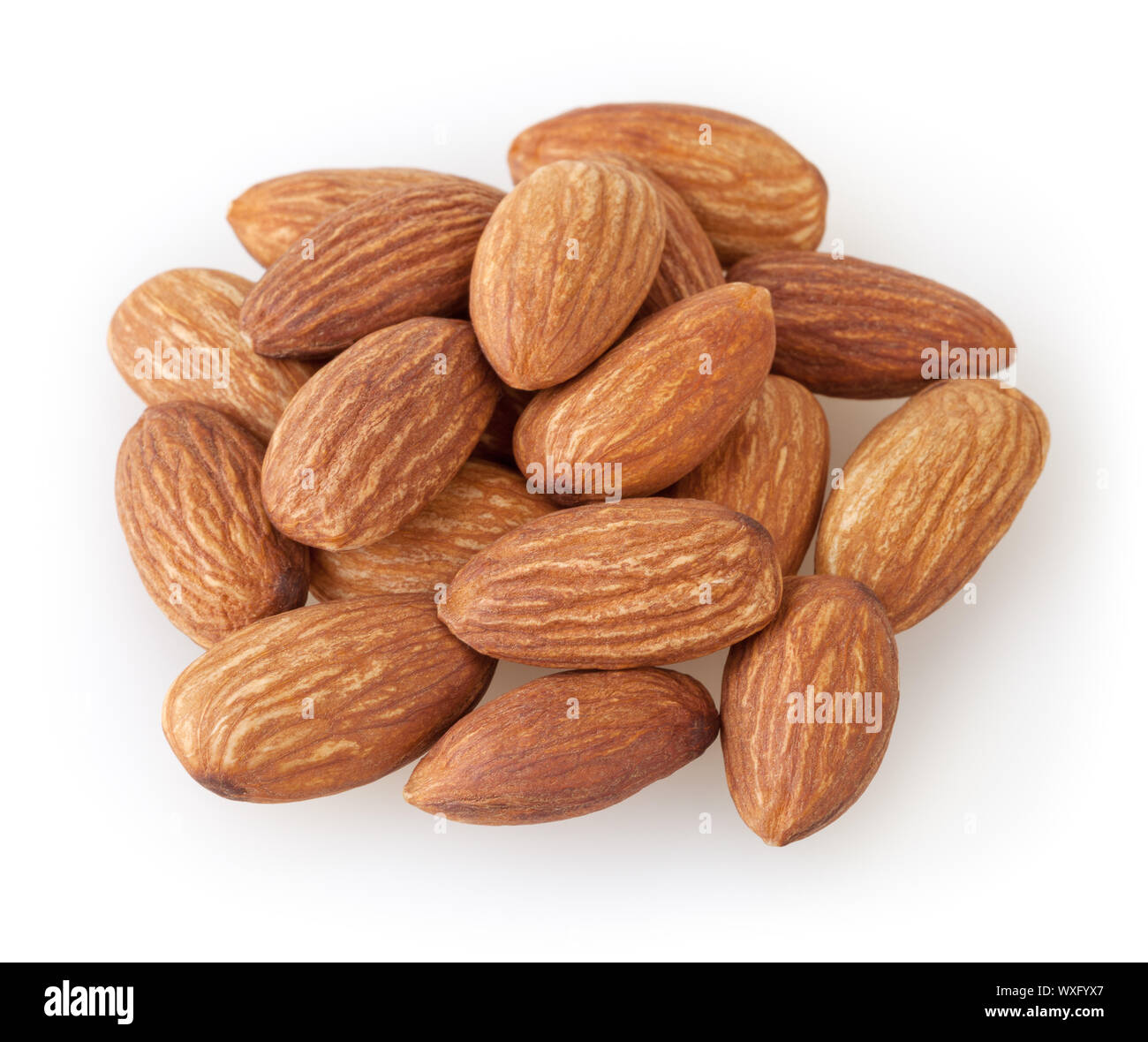 Mandeln, die isoliert auf weißem Hintergrund Stockfoto
