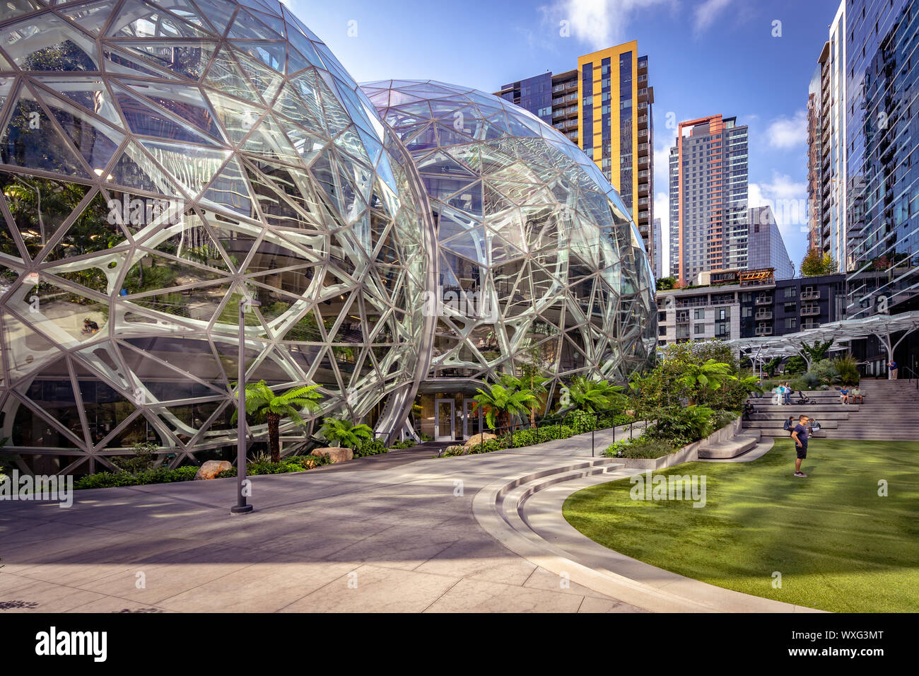 Seattle, Washington, USA - Amazon Sphären Gebäude Stockfoto
