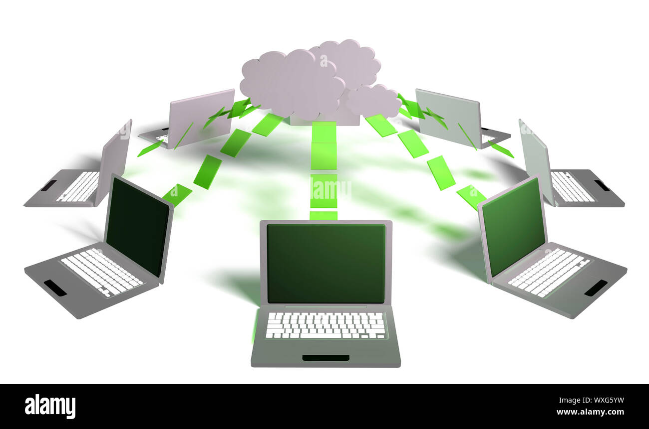Cloud-Computing, Big Data Computing 3D verteilt Stockfoto