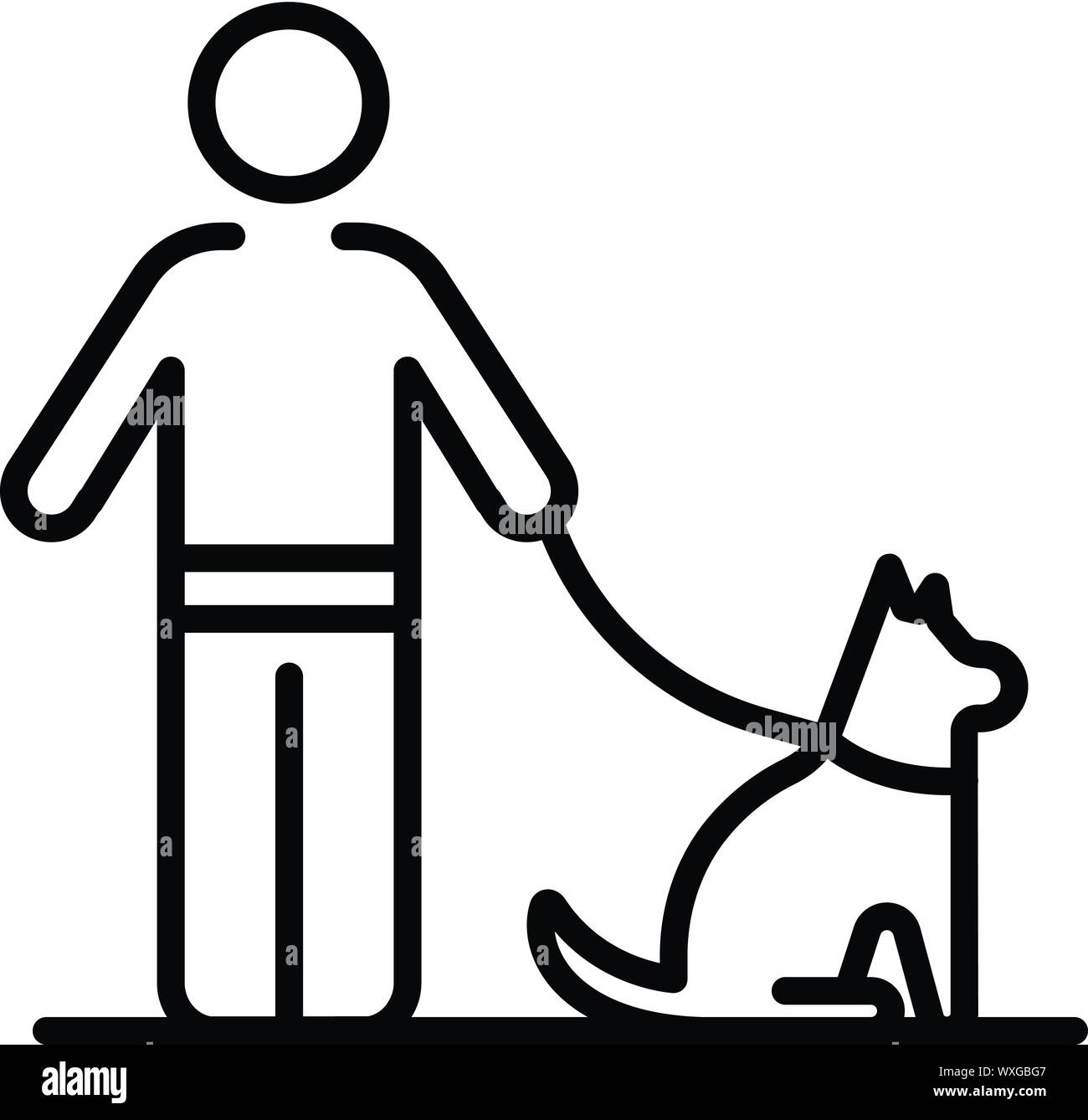 Man Walking hund Symbol. Umrisse man walking Hund vektor Symbol für Web Design auf weißem Hintergrund Stock Vektor