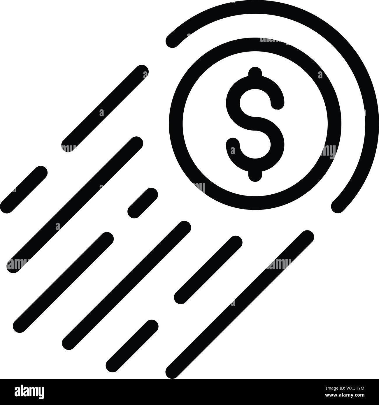 Flying Investor Geld Symbol. Umrisse flying Investor Geld vektor Symbol für Web Design auf weißem Hintergrund Stock Vektor