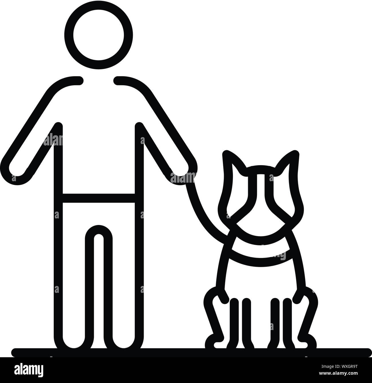 Hund bleiben in der Nähe von Kid-Symbol. Umrisse Hund bleiben in der Nähe kid Vektor Symbol für Web Design auf weißem Hintergrund Stock Vektor