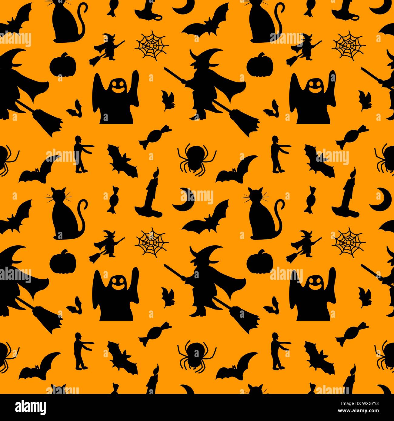 Muster der anderen Vektor illustration Silhouette für Halloween. Symbol der Mumie, Kürbis, Hexe, ghost, Zombie, Fledermäuse, Vampire, Grab und mehr Cartoons Stock Vektor