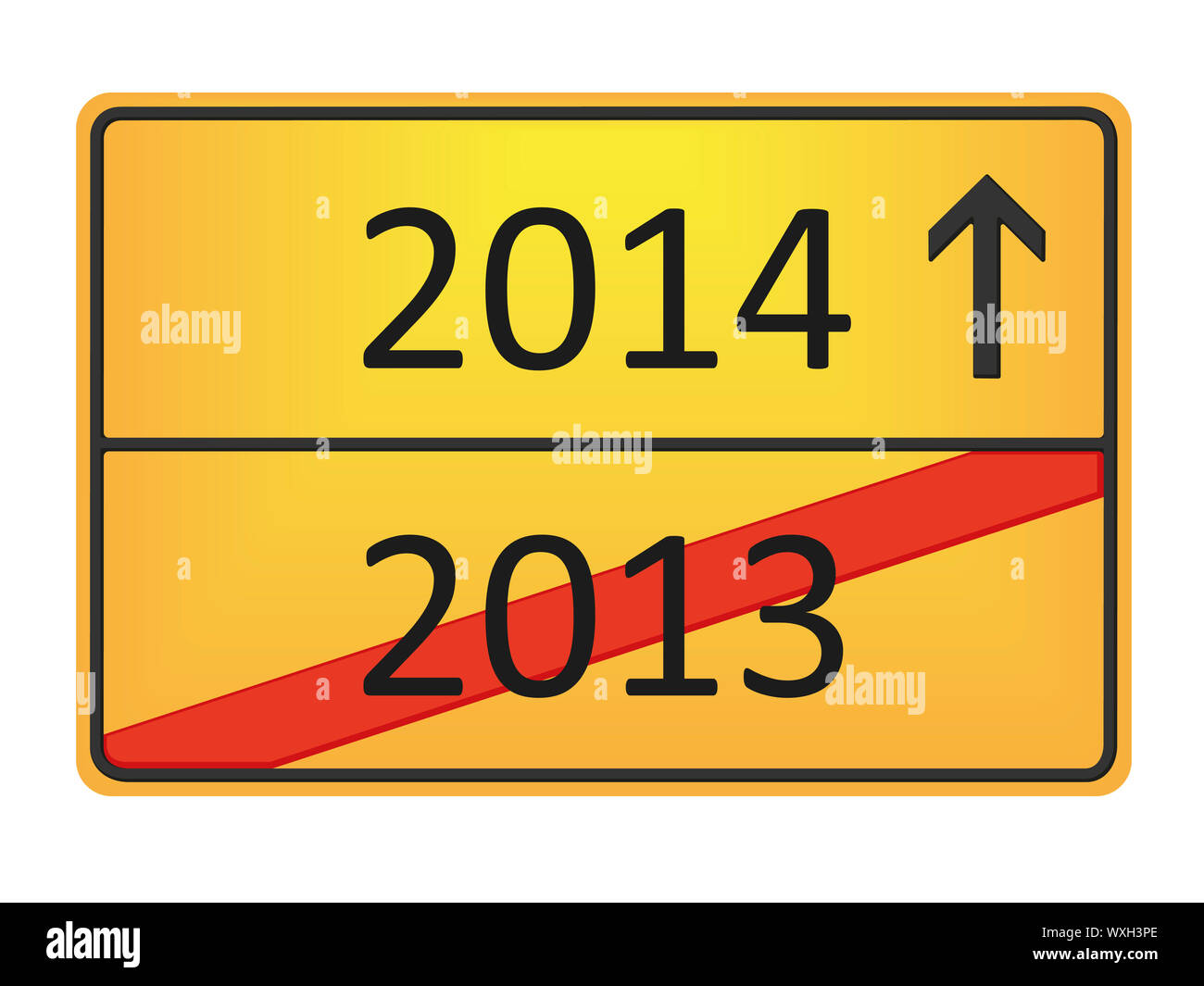 Ein deutscher Schild mit den Zahlen von 2013 und 2014 Stockfoto