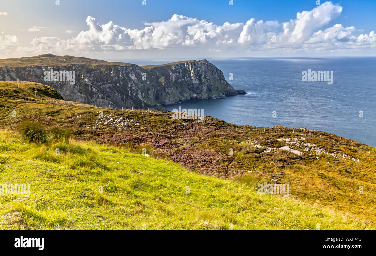 Blick über die Klippen von Horn Head im County Donegal in Irland Stockfoto