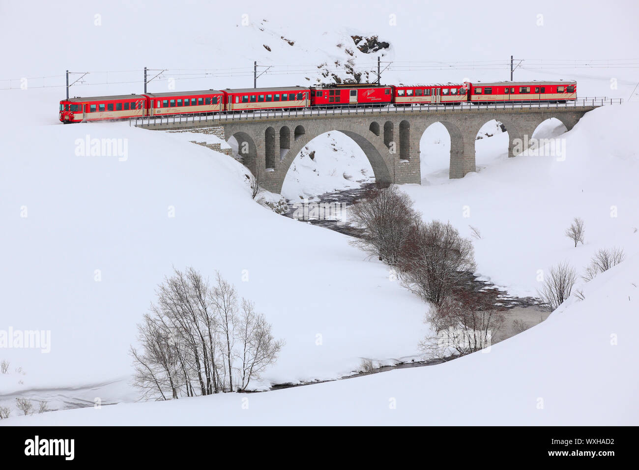 Die Matterhorn Gotthard Bahn, Andermatt, Schweiz.. Stockfoto