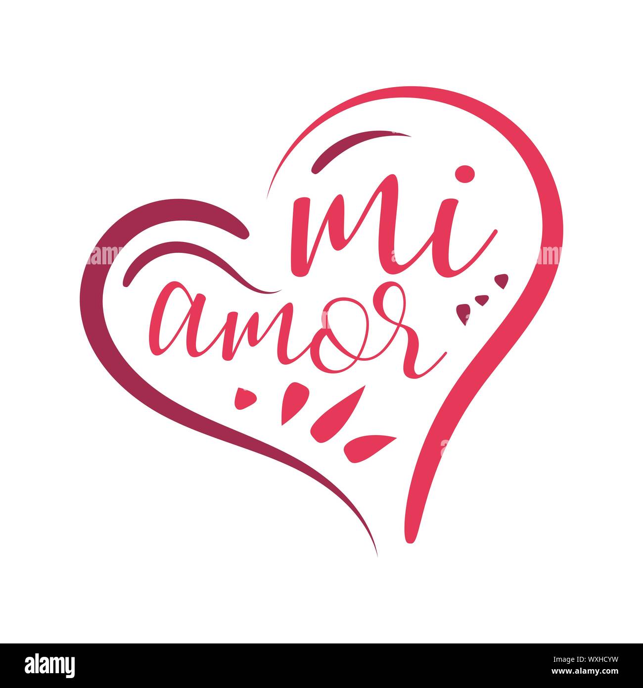 Mi Amor Vektor hand Schrift meine Liebe in Spanisch Vektor digitale Kalligraphie romantische Inschrift auf Herz Form Hintergrund Stock Vektor